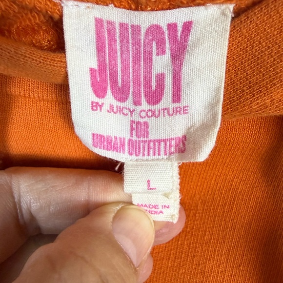 Juicy Couture Urban Outfitters Cropped Hoodie Orange Large Womens Boxy Raw Hem - Picture 5 of 8